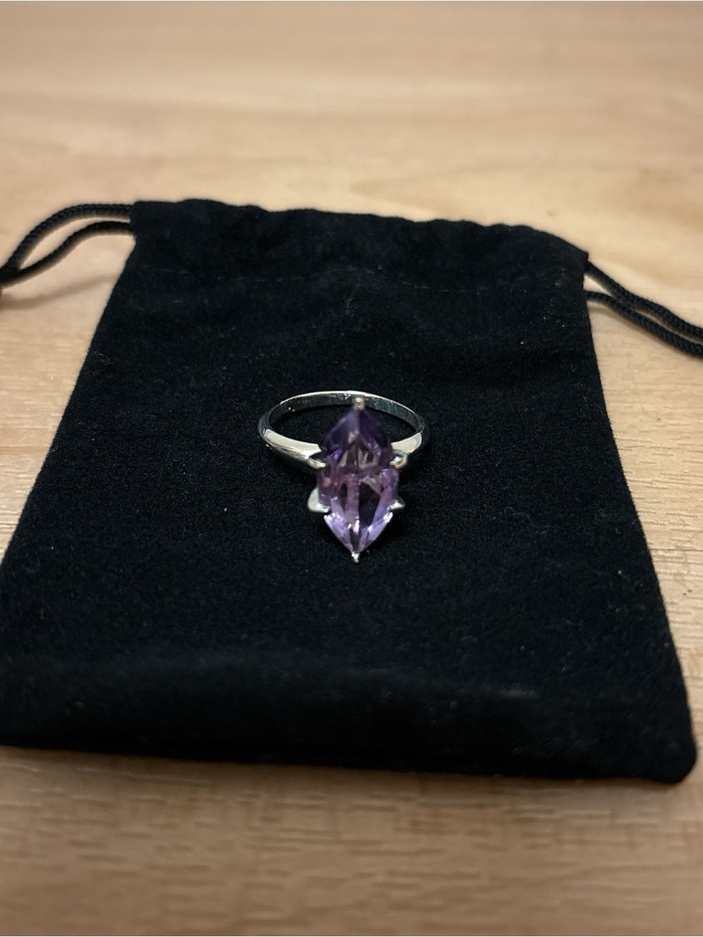 Custom Sterling Silver Ring with 5 Carat Marquise Purple Amethyst NWOT